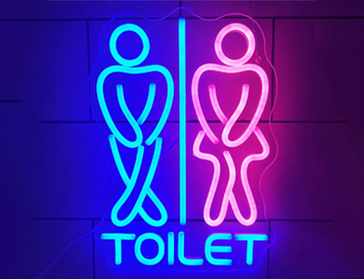 Cartel de baño luminoso de acrílico con neón LED en Moreno