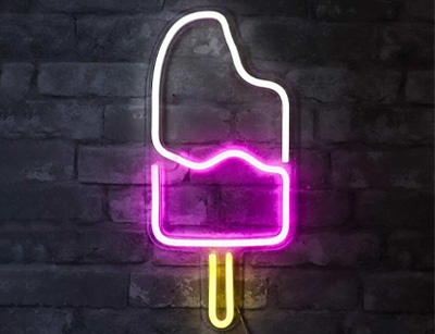 Cartel paleta de helado en acrílico con neón LED en San Miguel